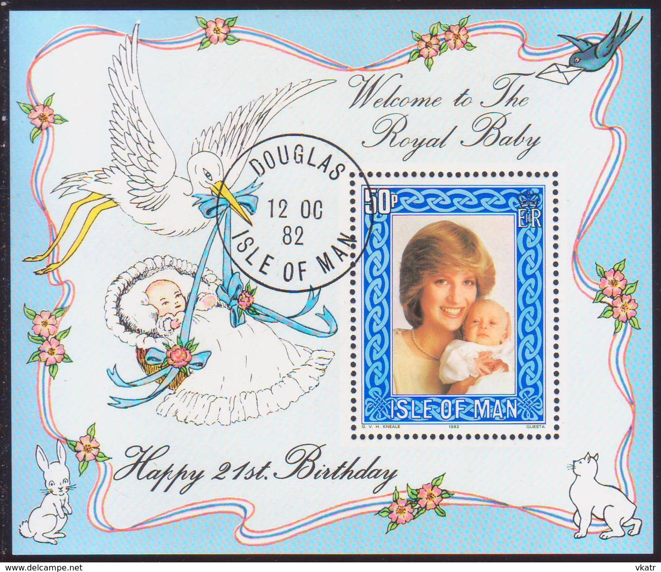 ISLE OF MAN 1982 SG MS 227 50p M/s Used 21st Birthday Of Princess Of Wales - Isola Di Man