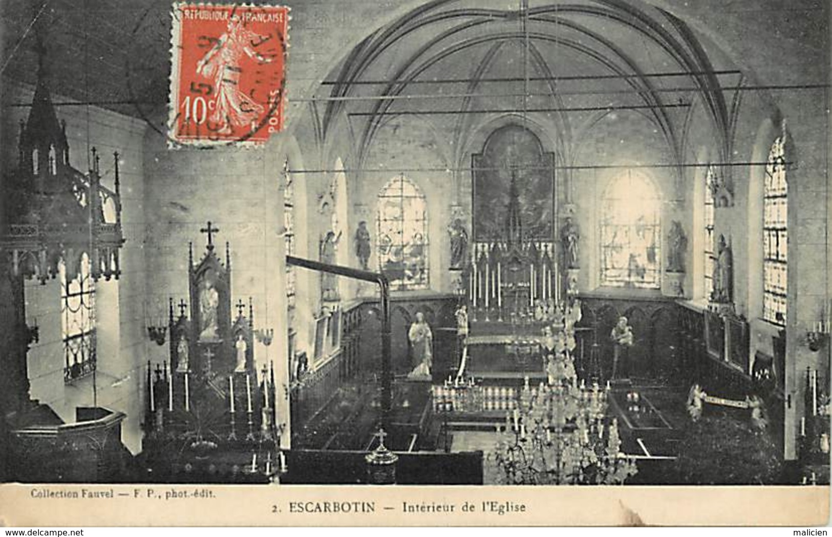 - Dpts Div.-ref-AD73- Somme - Escarbotin - Interieur De L Eglise - Carte Bon Etat - - Autres & Non Classés