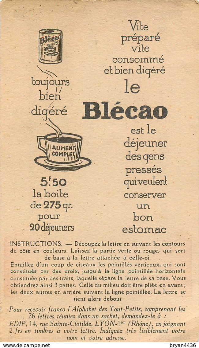 BLEDINE "BLECAO" - ALPHABET - LETTRE "N" - FICHE à DECOUPER MONTAGE CARTE à SYSTEME  - (9 X 15 Cm) - ILLUSTRATEUR; L.G. - Autres & Non Classés