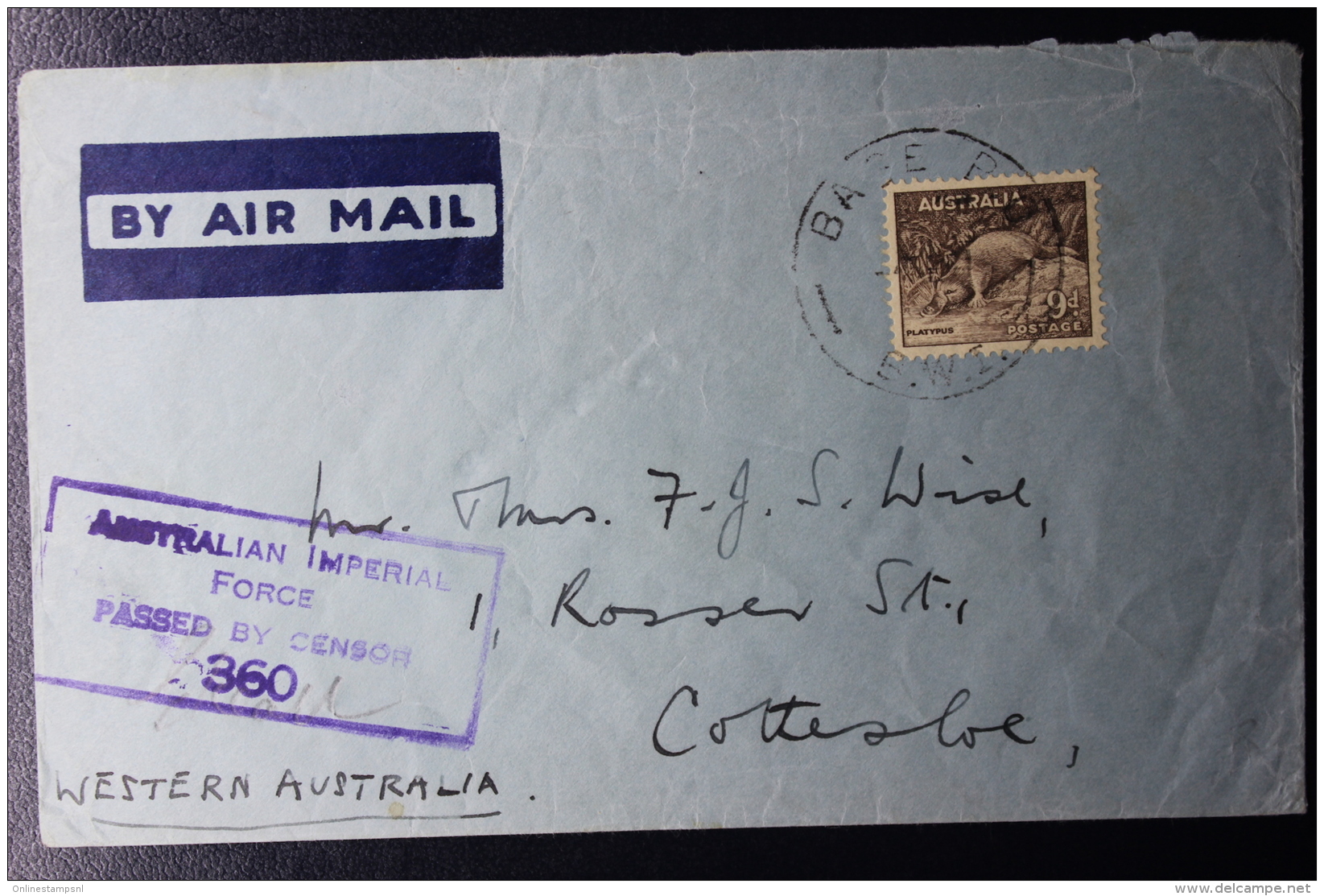 Palestine: 1941  Cover  Field Post Office FPO Base P.O. BW1  Australian Stamp - Palestina