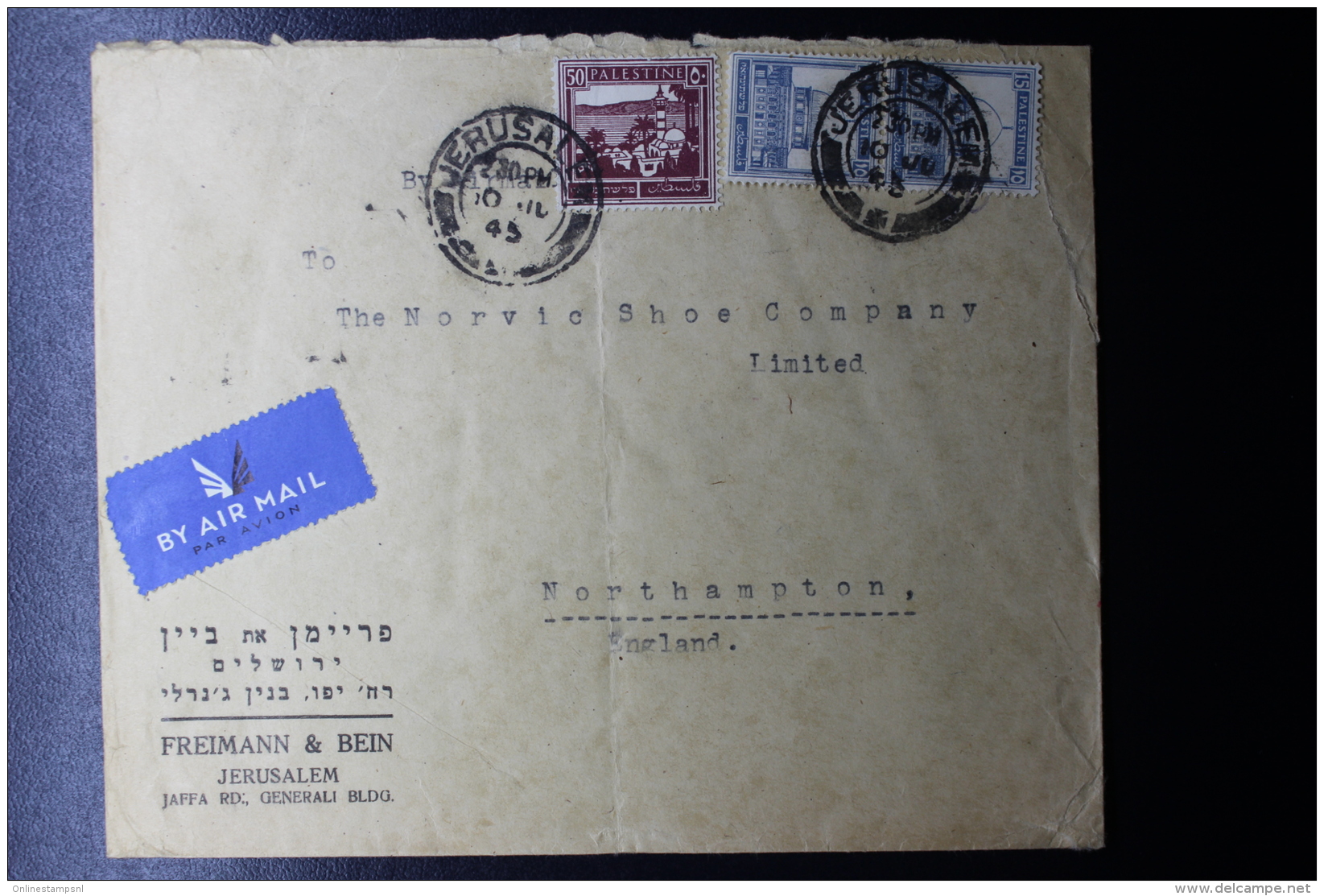 Palestine: 1945 Air Letter Jerusalem, Double Ring Cancels  Mixed Stamps. - Palestine