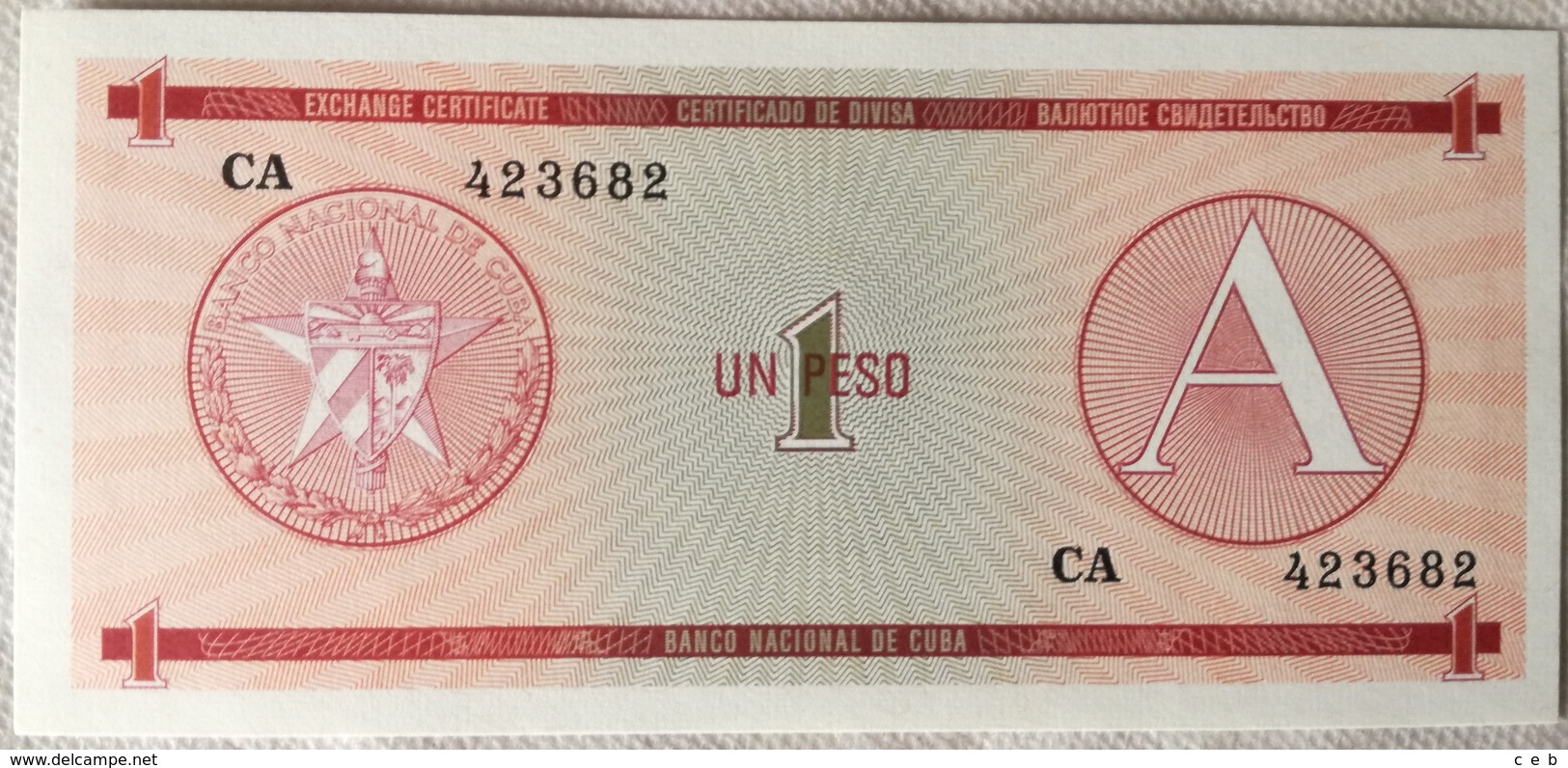 Billete Cuba. 1 Peso. Serie A. 1985. Certificado De Divisa. Banco Nacional De Cuba. Sin Circular - Cuba