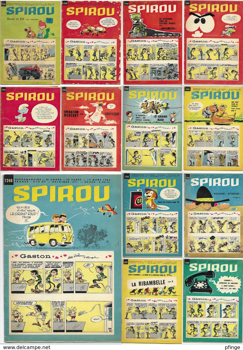 Lot De 13 Spirou, 1962 , Numéros 1238 à 1250 - Wholesale, Bulk Lots