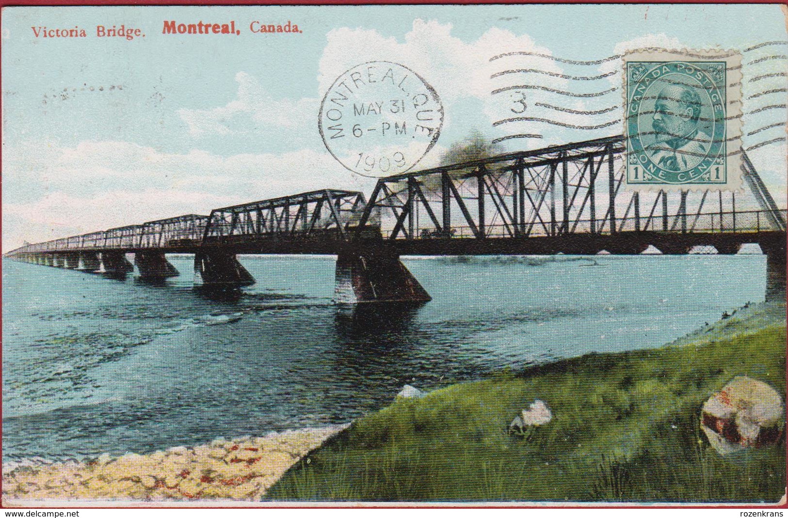 Canada Montreal Victoria Bridge 1909 OLD POSTCARD - Montreal