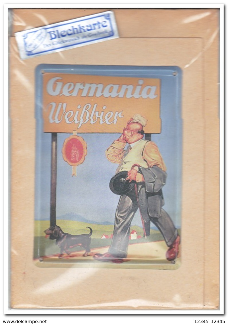 Germania Weissbier, Tin Card, Blechkarte, Tin Kaart, Carte D'étain - Reclame