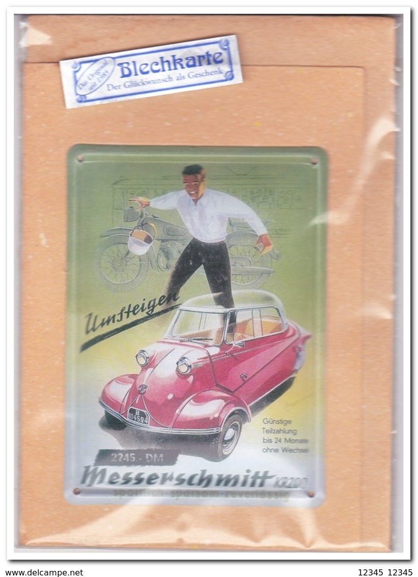 Messerschmitt, Blechkarte, Tin Kaart, Carte D'étain - Reclame