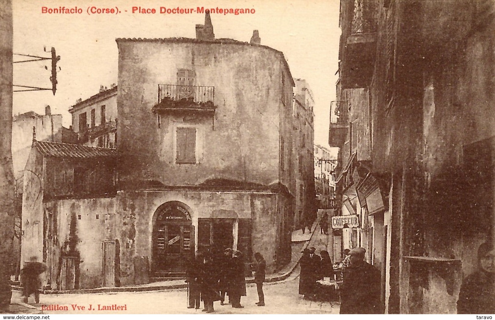 CORSE - BONIFACIO - Place Du Docteur Montepagano Et Rue Doria - Belle Animation (Epicerie Moderne, Coiffeur ...) - Autres & Non Classés