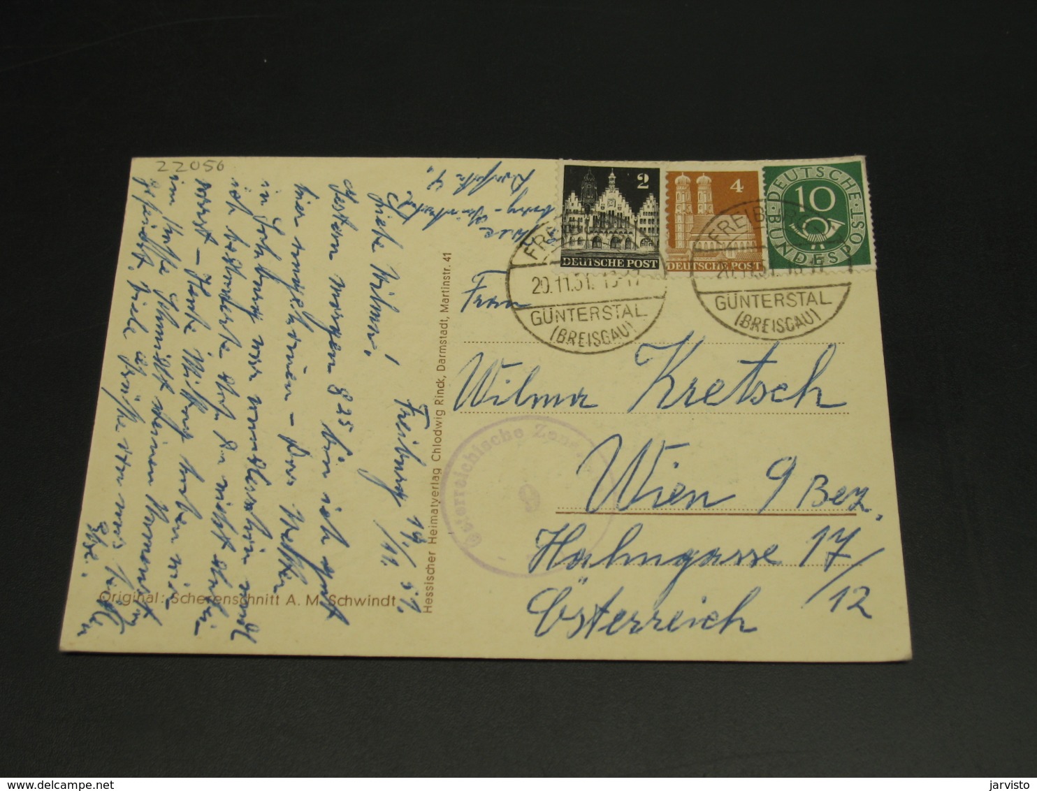 Germany 1951 Censored Postcard To Austria *22056 - Other & Unclassified