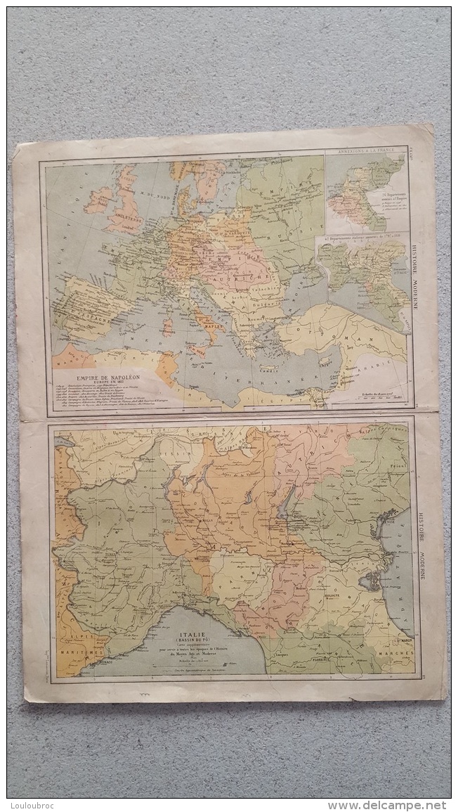 CARTE  EUROPE DE NAPOLEON  ET BELGIQUE ET  CONTREES VOISINES  RECTO VERSO 42 X 31 CM - Cartes Géographiques