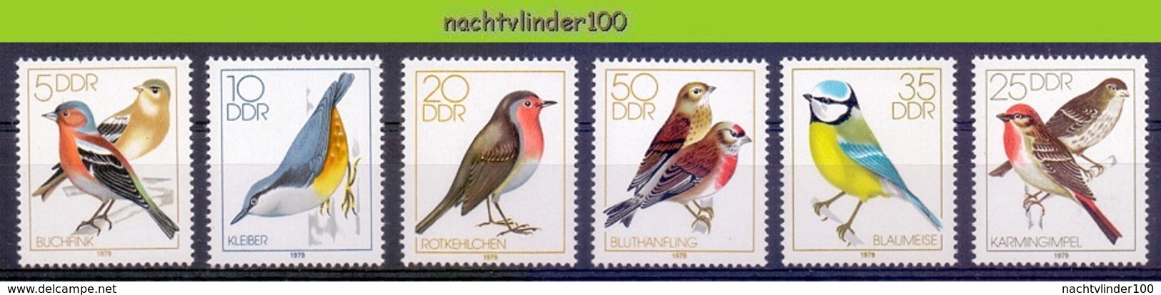 Mwe2637 FAUNA VOGELS MEES BLUE TIT ROBBIN BIRDS VÖGEL AVES OISEAUX GERMANY DDR 1979 PF/MNH - Zangvogels