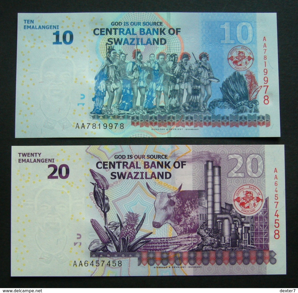 Swaziland 10 E 20 Emalangeni 2010 UNC 2x Pcs Set AA Series - Swaziland