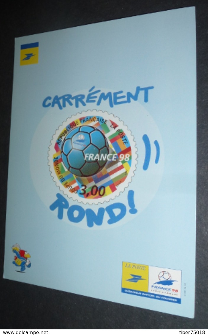 Carte Postale (Coupe Du Monde 1998 - Football) Carrément Rond ! (timbre Ballon) La Poste Délégation Est - Football