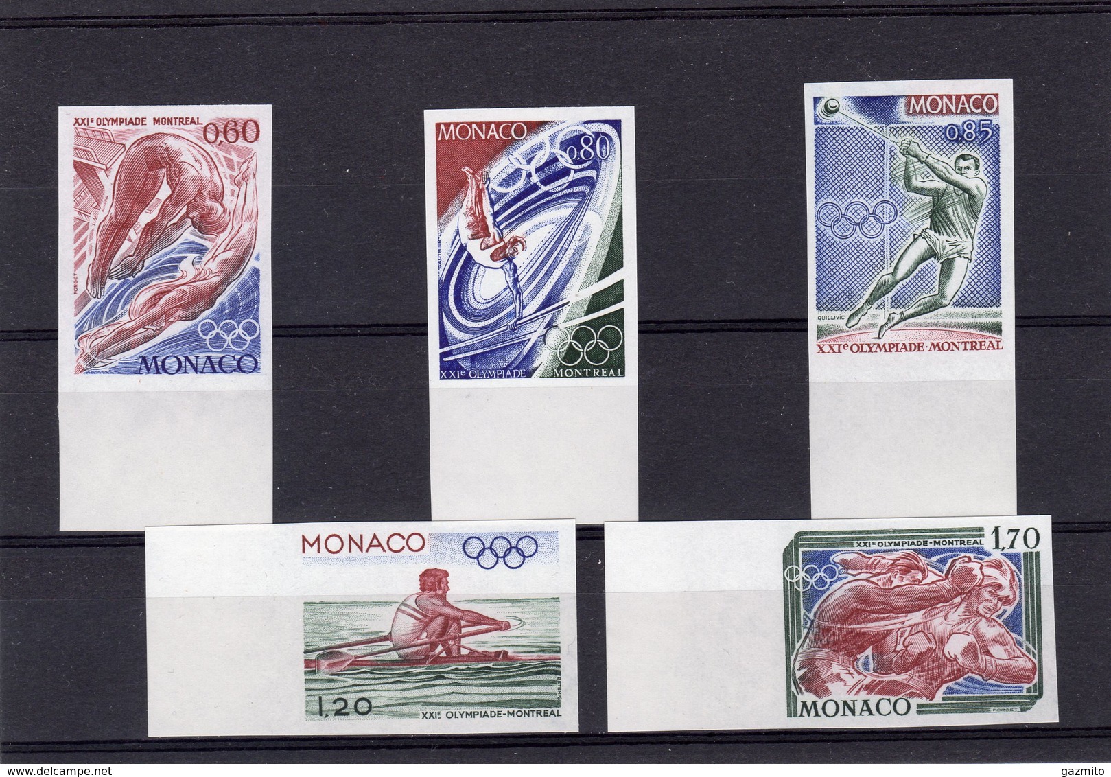 Monaco 1984, Olympic Games In Montreal, Swimming, Boxing, Athletic, Rowing, Gymnatic, 5val IMPERFORATED - Kanu