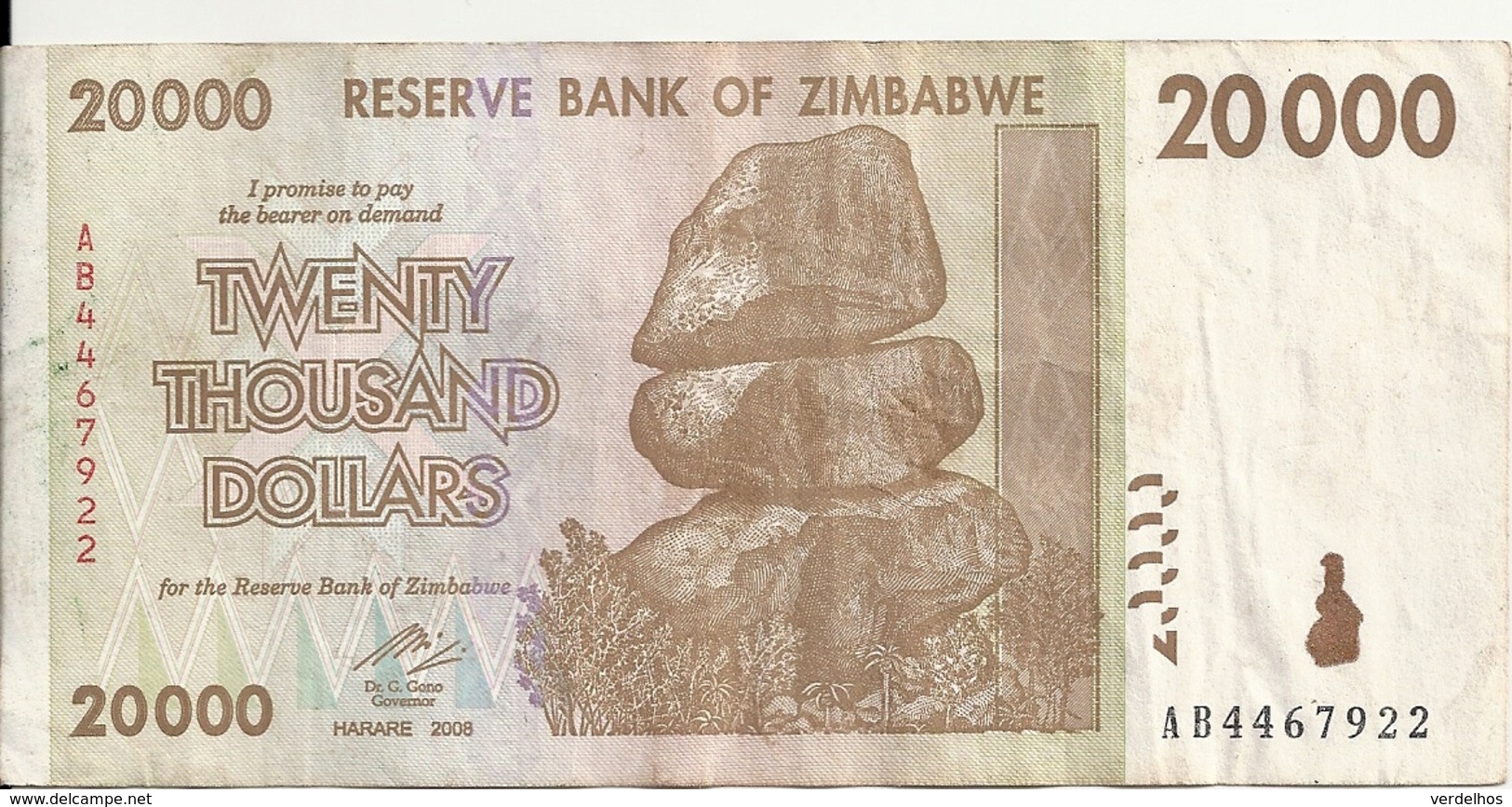 ZIMBABWE 20000 DOLLARS 2008 VF P 73 - Simbabwe