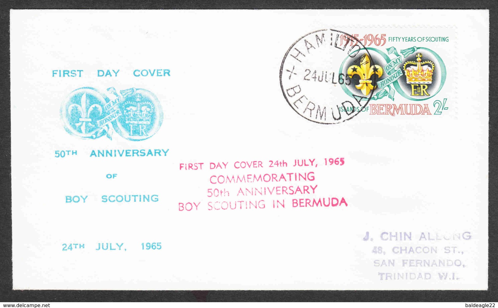 Bermuda - First Day Cover - Scott #198 - Boy Scouts - 50th Anniversary - Bermuda