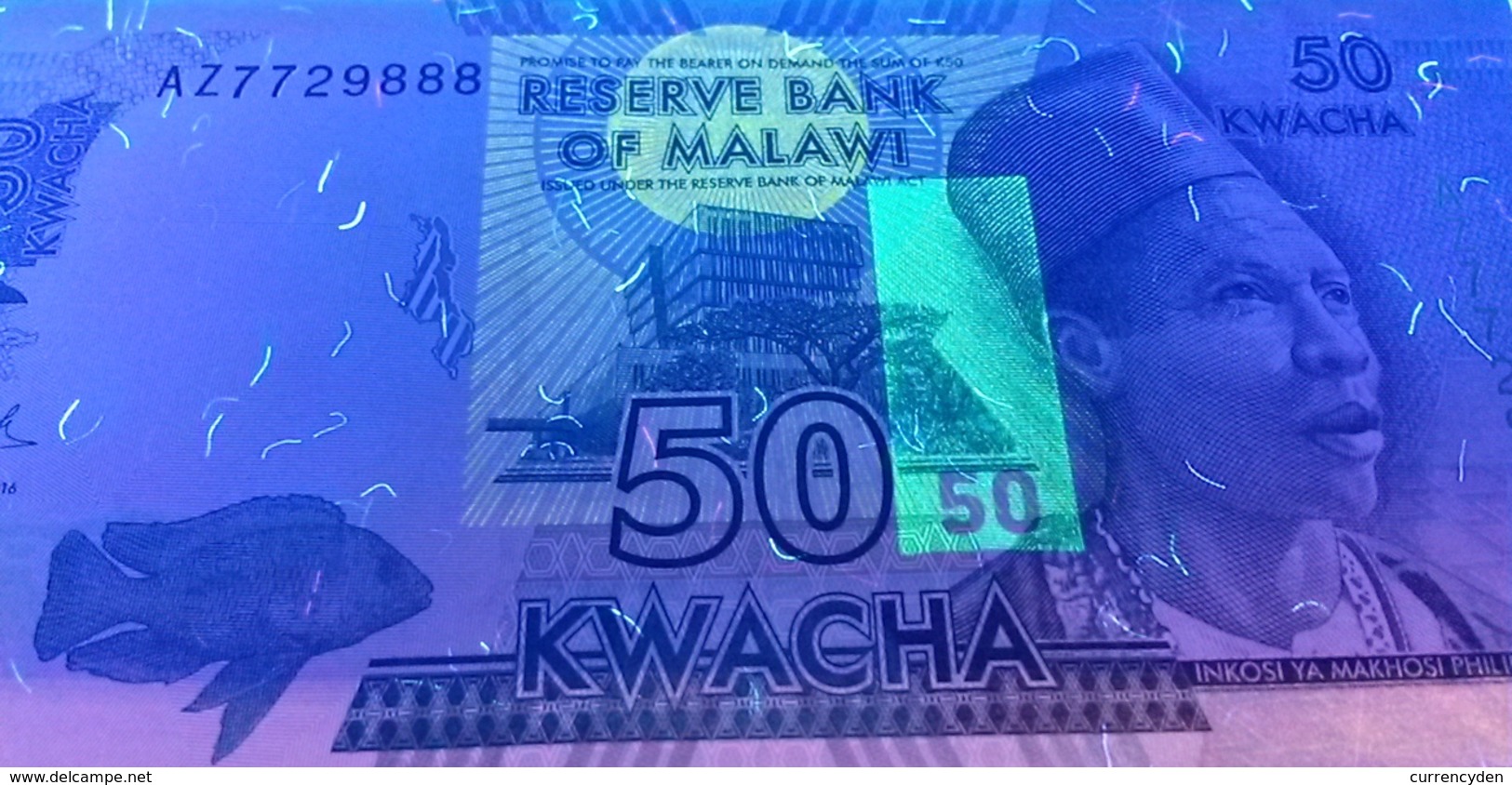 Malawi P64, 50 Kwacha, 2016, Elephant, Safari Jeep UV & Watermark Images UNC - Malawi