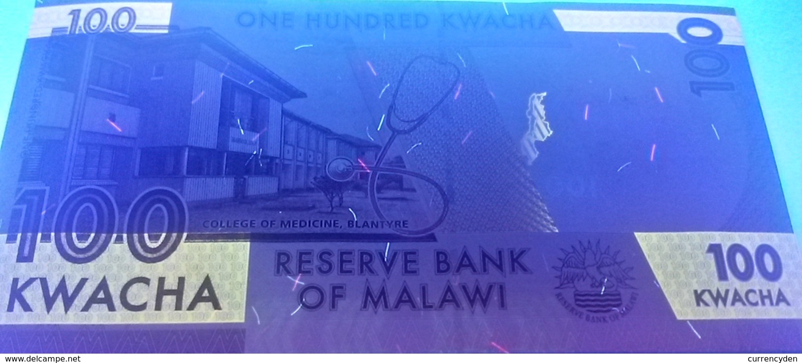 Malawi P65 100 Kwacha, Fish / College Of Medicine, Stethoscope UNC See UV - Malawi