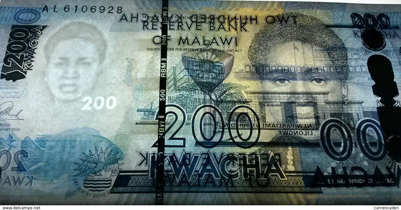 Malawi P65 100 Kwacha, Fish / College Of Medicine, Stethoscope UNC See UV - Malawi