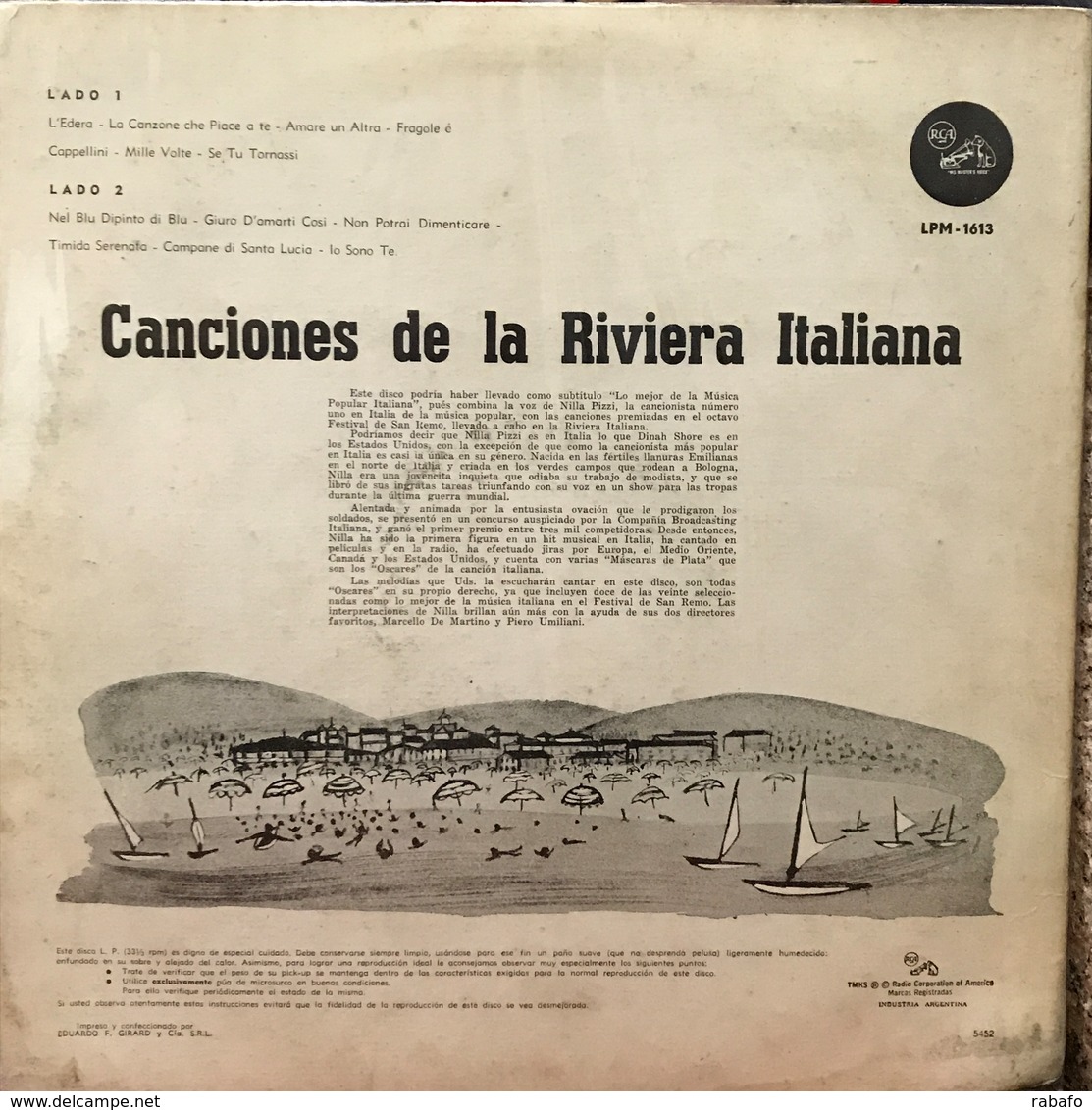 LP Argentino De Nilla Pizzi Año 1958 - Altri - Musica Italiana