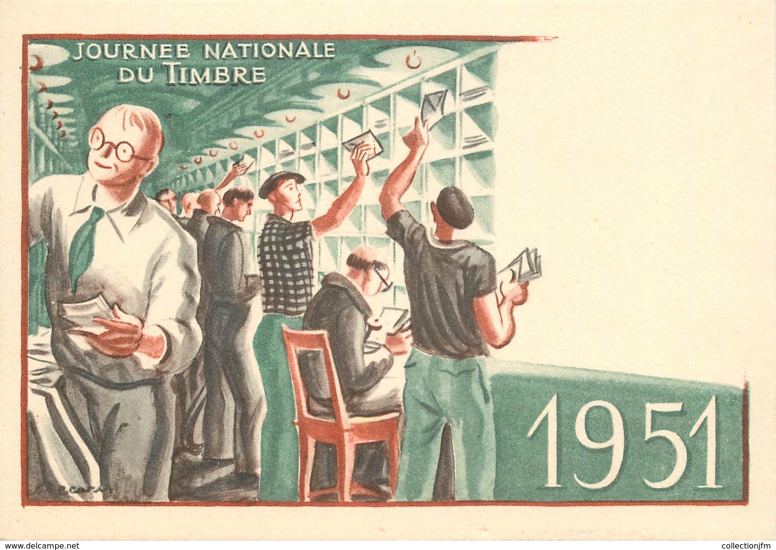 CPA LA POSTE 1951 Journée Nationale Du Timbre - Postal Services