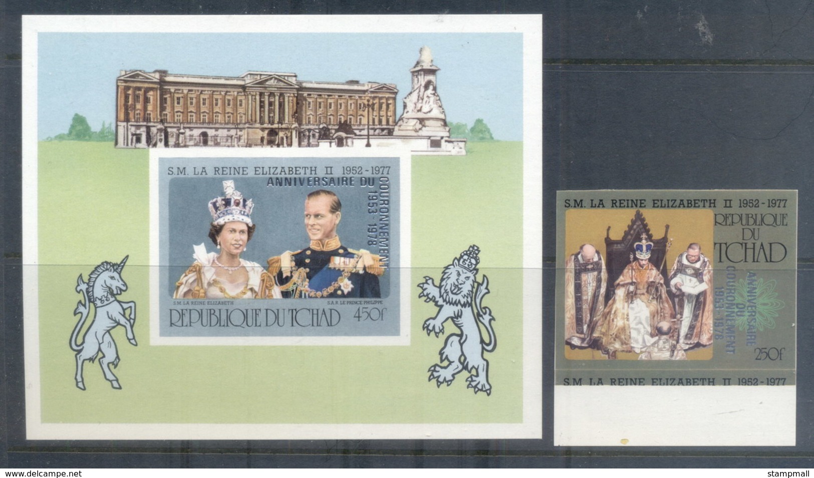 Chad 1978 QEII Silver Jubilee Opt QEII Coronation 25th Anniversary  +MS IMPERF MUH - Chad (1960-...)