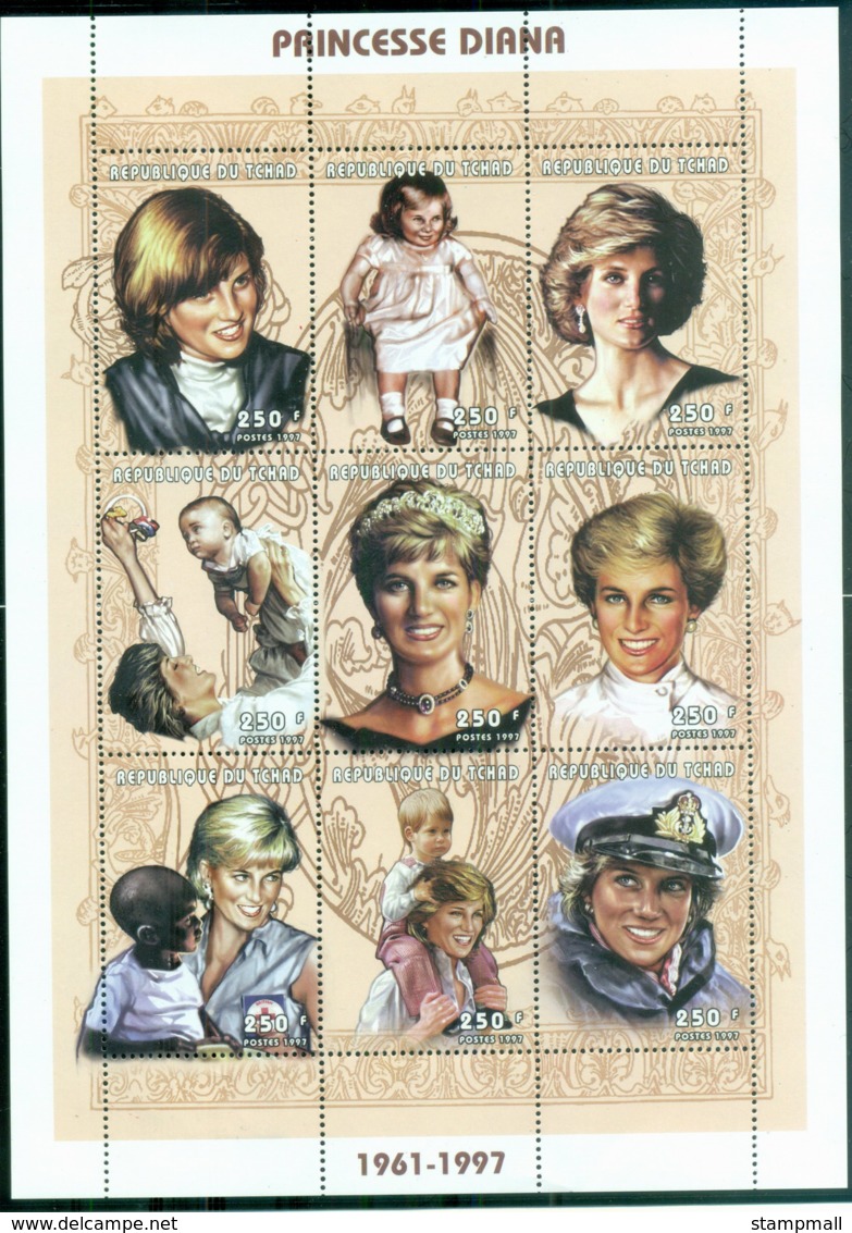 Chad 1997 Princess Diana In Memoriam, The Many Faces Of Diana 250f MS MUH - Chad (1960-...)