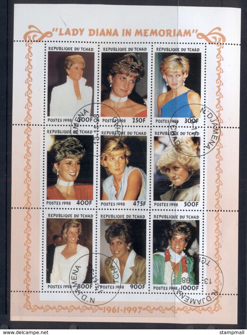 Chad 1998 Princess Diana In Memoriam MS Cto - Chad (1960-...)