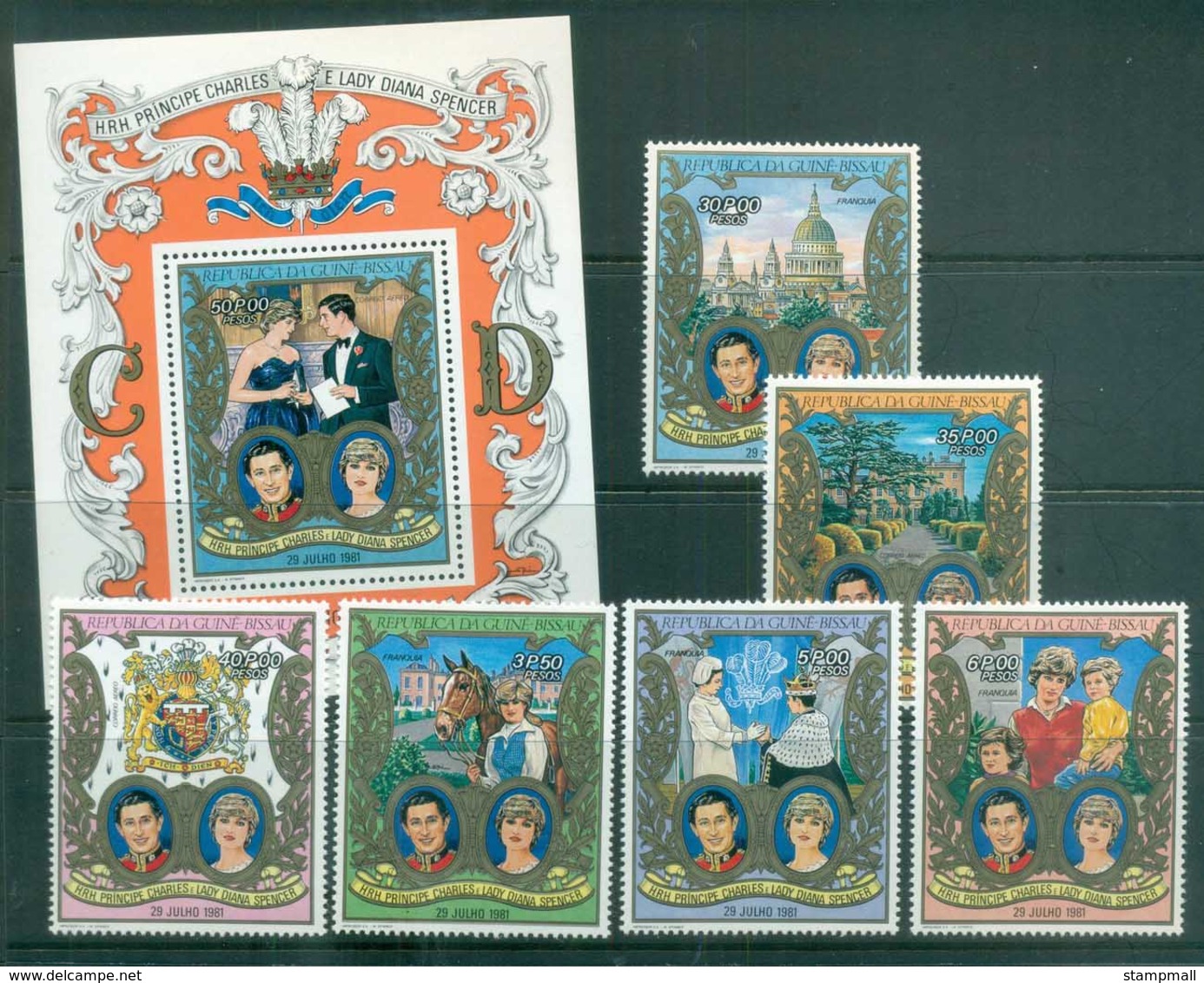 Djibouti 1981 Charles & Diana Royal Wedding + MS MUH Lot81947 - Djibouti (1977-...)