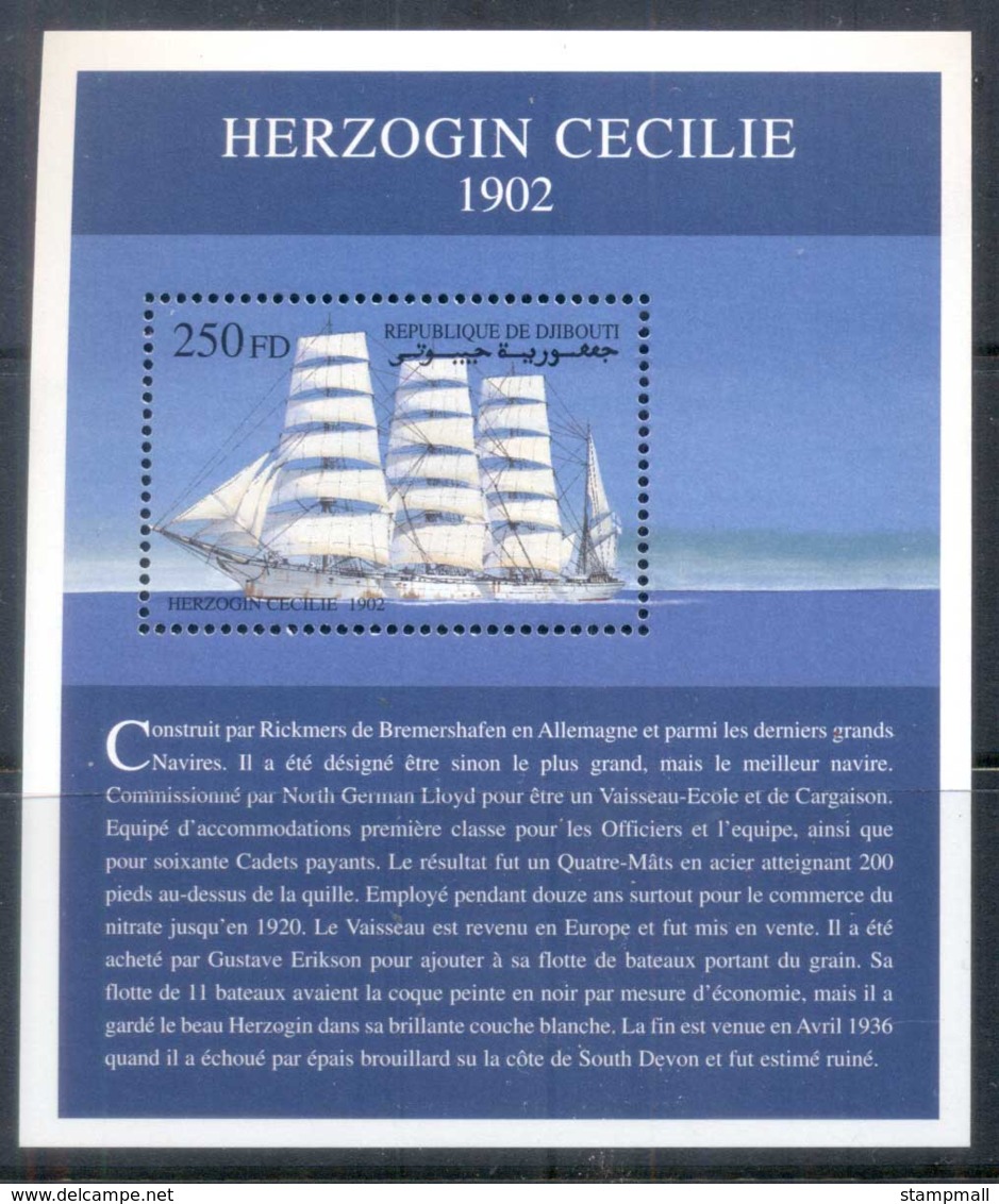 Djibouti 2000 Sailing Ships, Herzogin Cecile MS MUH - Yibuti (1977-...)