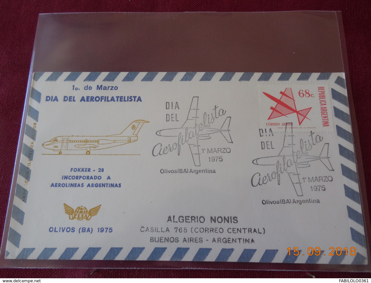 Lettre D Argentine ( Journee De L Aerophilatelie 1975 Buenos Aires. - Storia Postale