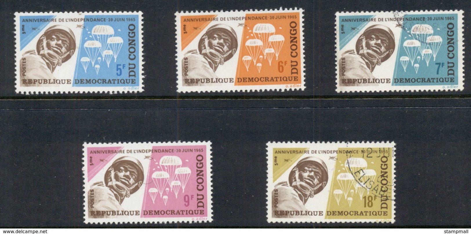 Congo DR 1965 Independence 5th Anniv. Paratroopers FU/MLH - Other & Unclassified