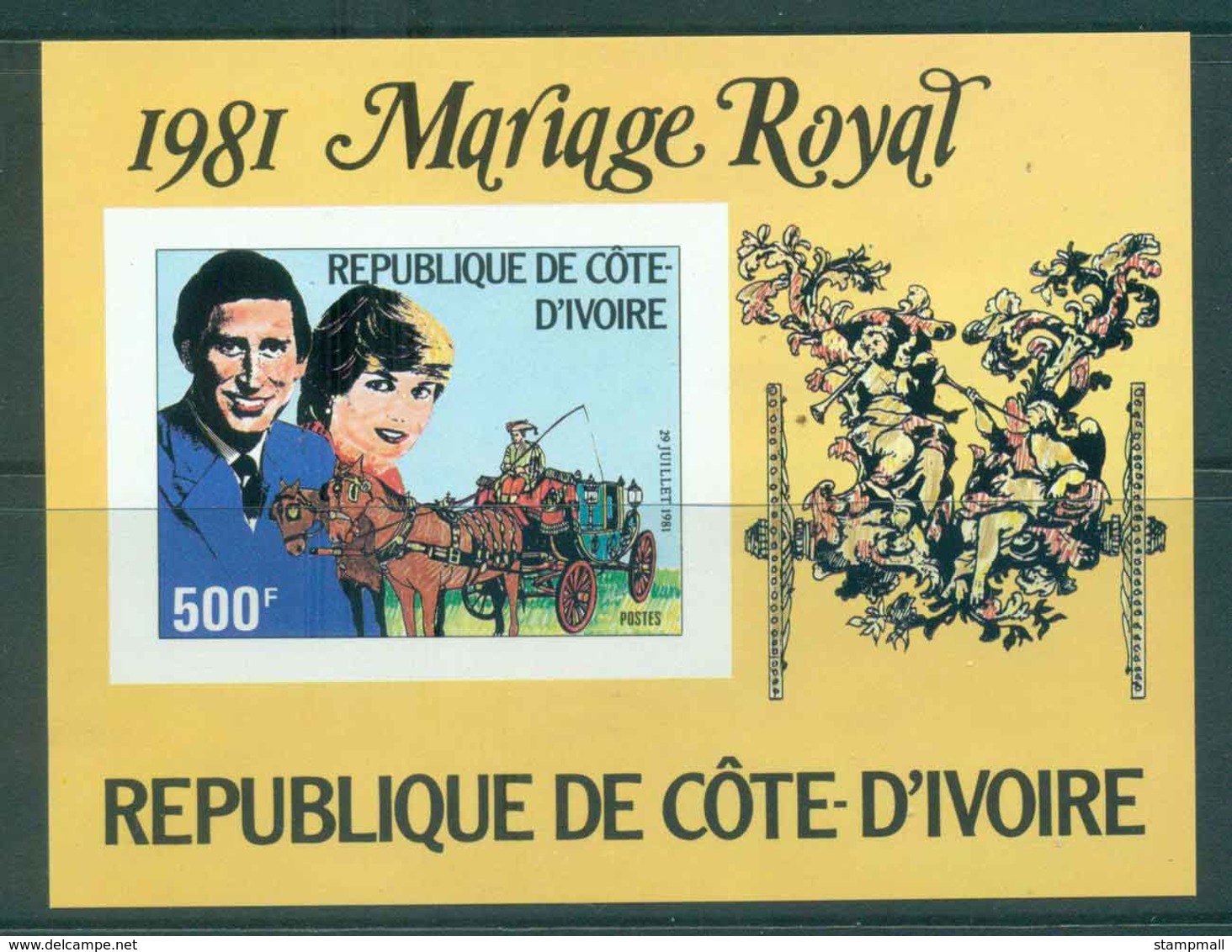 Ivory Coast 1981 Charles & Diana Wedding IMPERF MS MUH Lot45038 - Ivory Coast (1960-...)