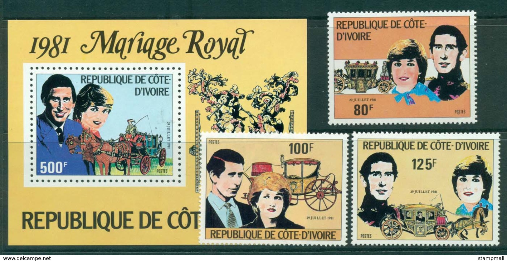 Ivory Coast 1981 Charles & Diana Wedding MUH Lot30317 - Ivory Coast (1960-...)