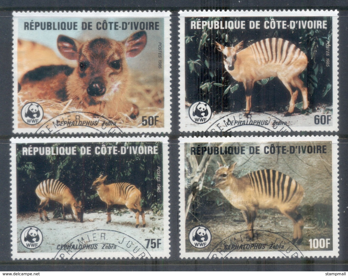 Ivory Coast 1985 WWF Zebra Duiker FU - Ivory Coast (1960-...)