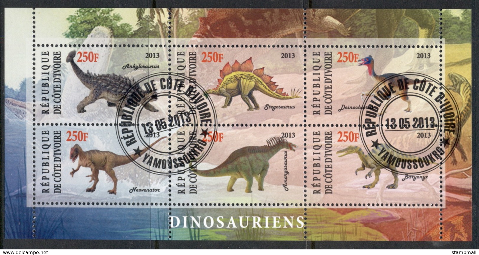 Ivory Coast 2013 Prehistoric Animals, Dinosaurs MS CTO - Ivory Coast (1960-...)