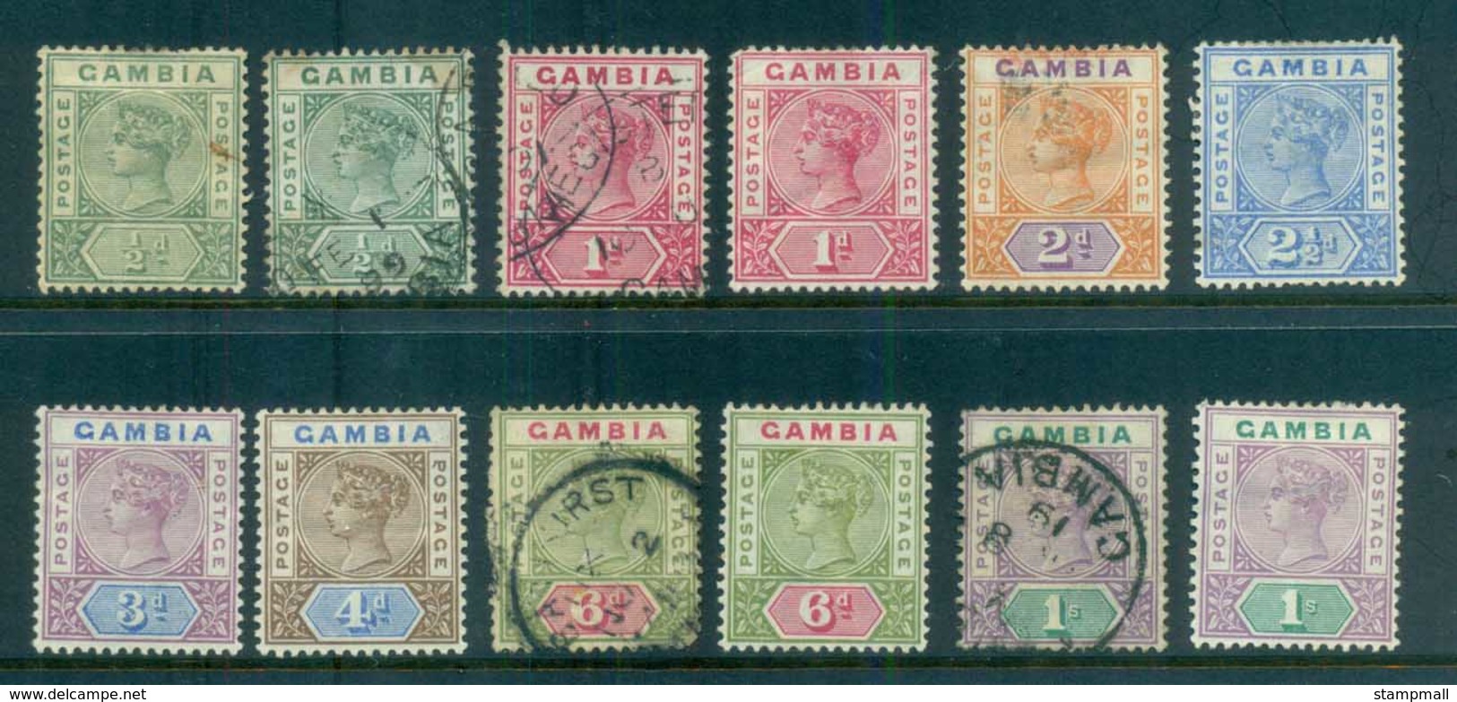 Gambia 1898 87 QV Asst (faults) MH/FU Lot79873 - Gambia (1965-...)