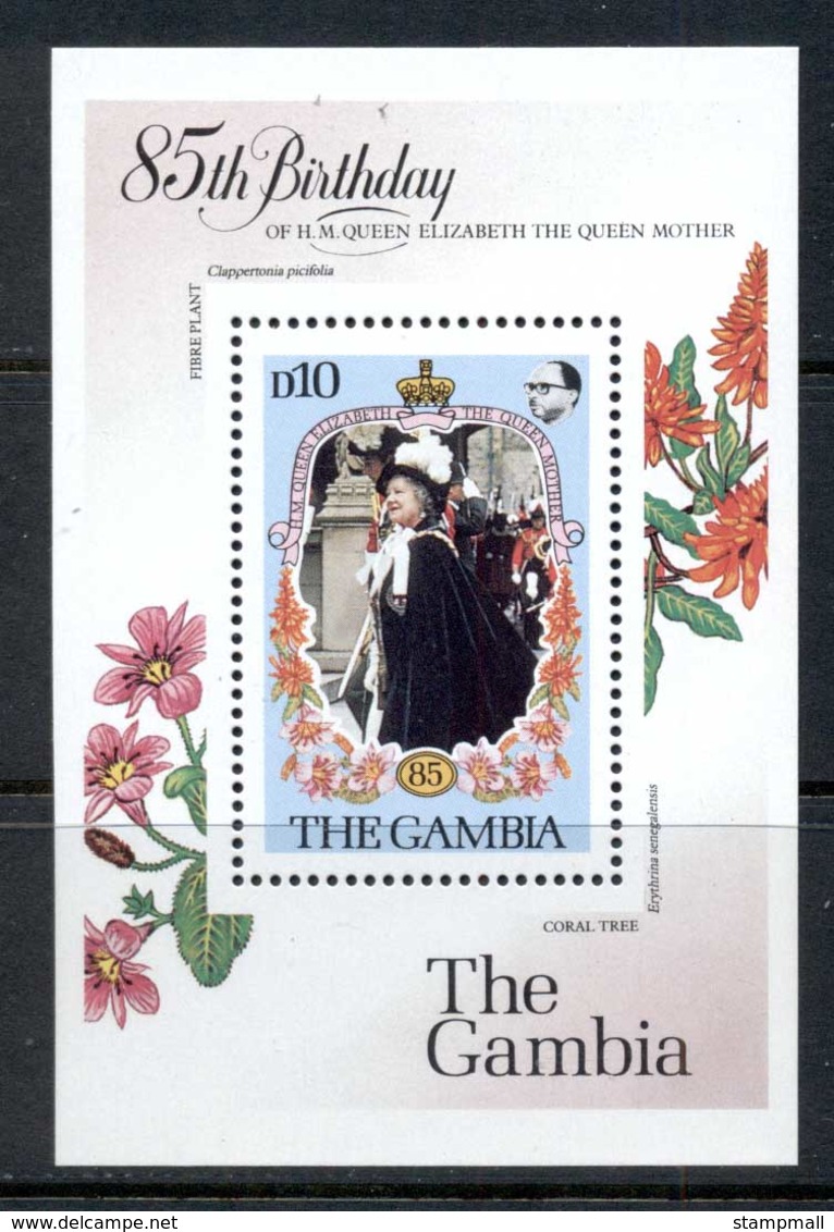 Gambia 1985 Queen Mother 85th Birthday MS MUH - Gambia (1965-...)