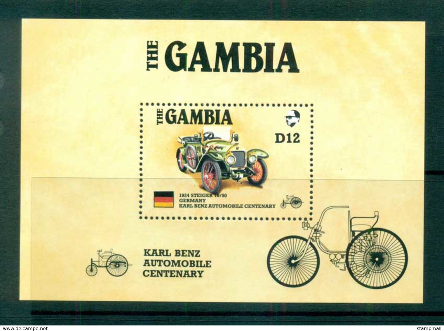 Gambia 1986 Classic Cars Carl Benz 1x MS MUH Lot73175 - Gambia (1965-...)