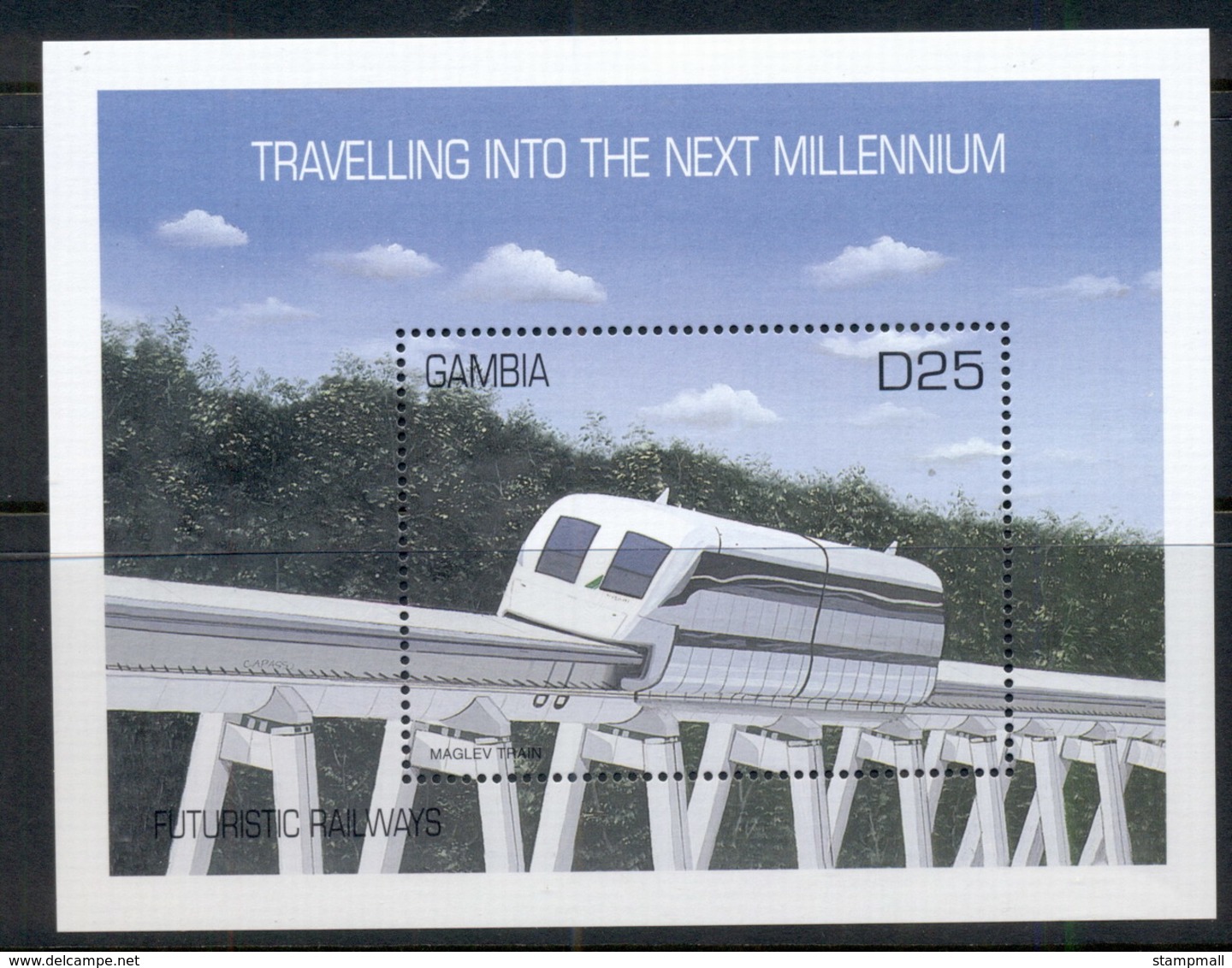 Gambia 2000 Futuristic Railways Maglev MS MUH - Gambia (1965-...)