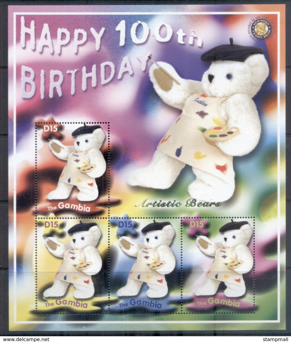 Gambia 2002 100th Birthday Of The Teddy Bear MS MUH - Gambia (1965-...)