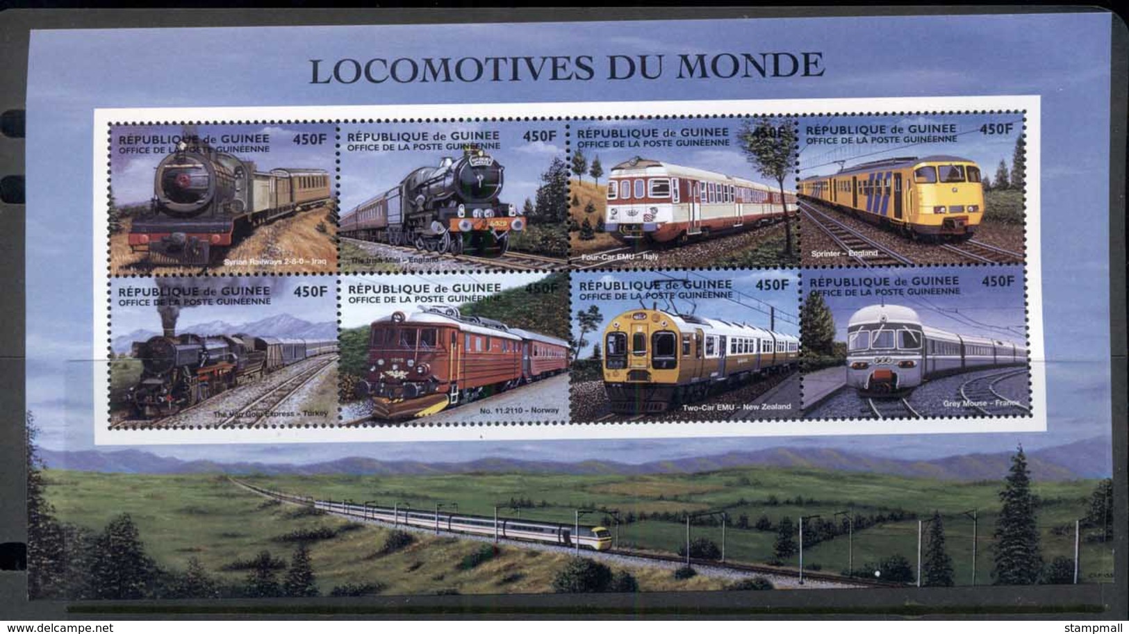 Guinee 1998 Locomotives Of The World, Trains Sheetlet MUH - Guinea (1958-...)