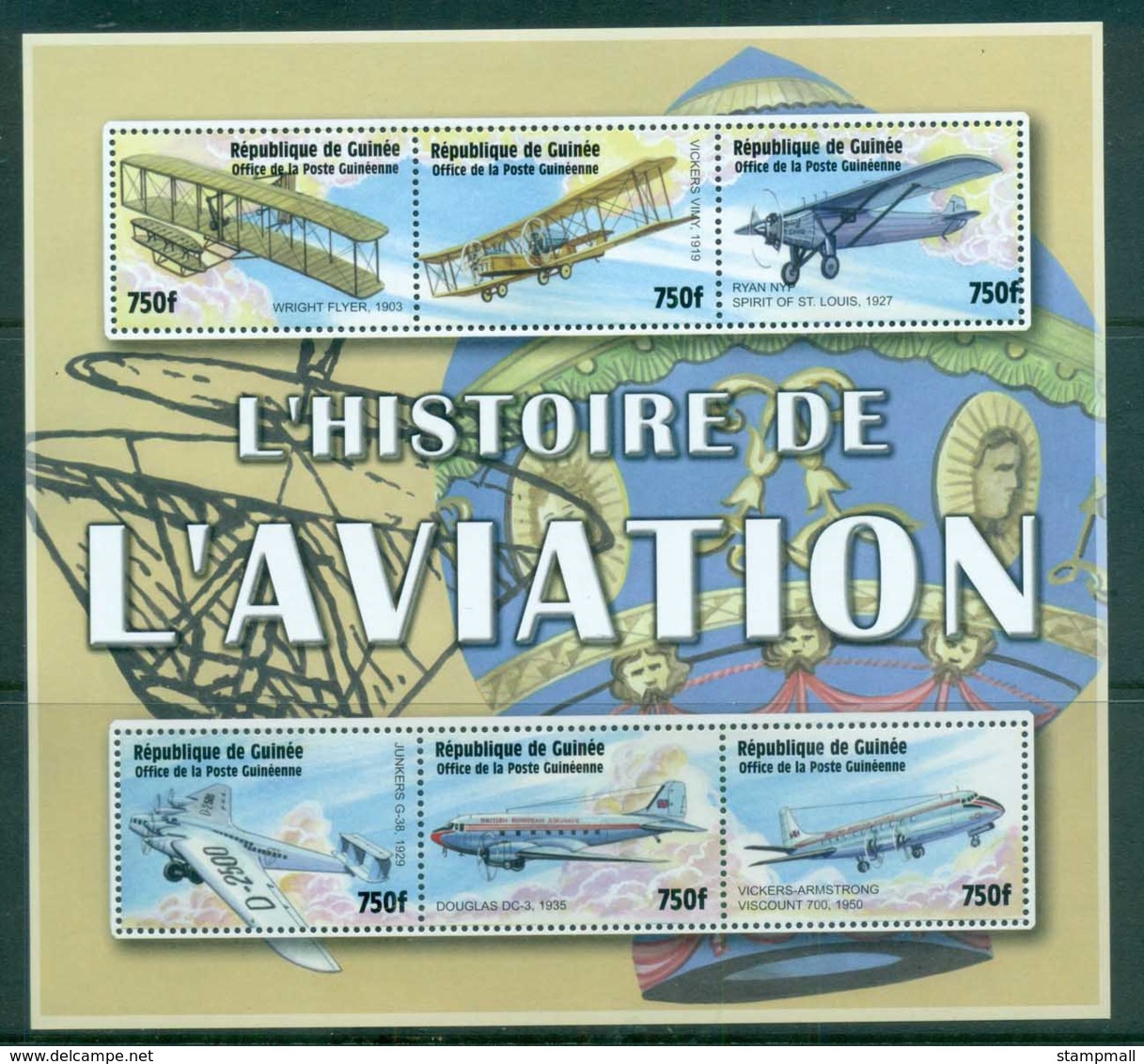 Guinee 2002 History Of Aviation  MS MS MUH - Guinea (1958-...)