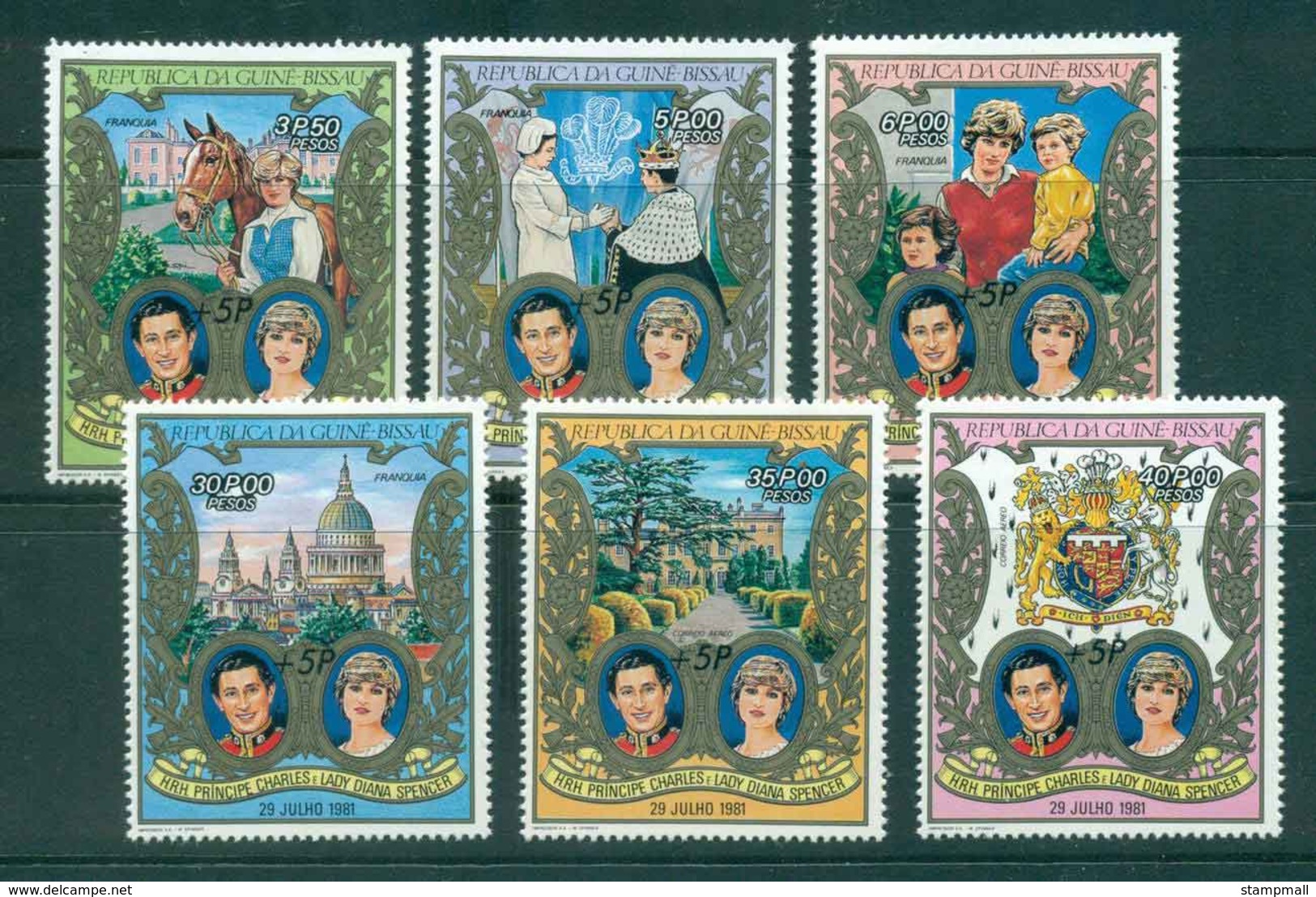 Guinea Bissau 1981 Charles & Diana Wedding Surcharged MUH Lot45011 - Guinea-Bissau