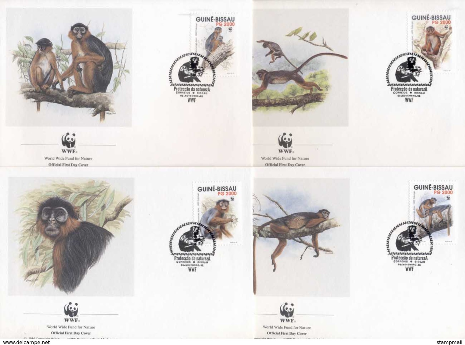 Guinea Bissau 1992 WWF Proboscus Monkey FDC - Guinea-Bissau