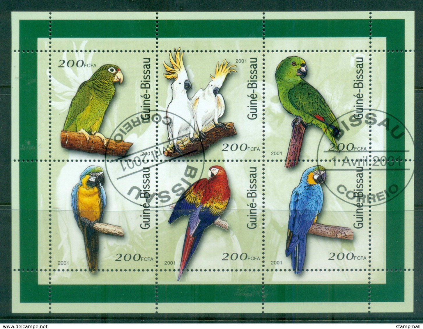 Guinea Bissau 2001 Birds, Parrots MS CTO - Guinea-Bissau