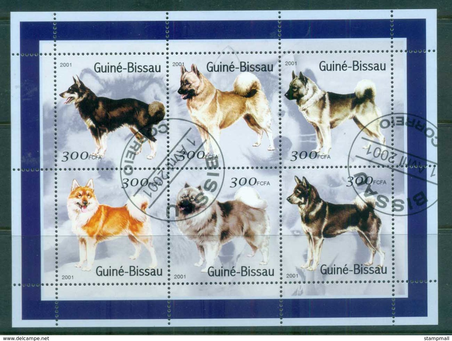 Guinea Bissau 2001 Dogs, Huskies MS CTO - Guinea-Bissau