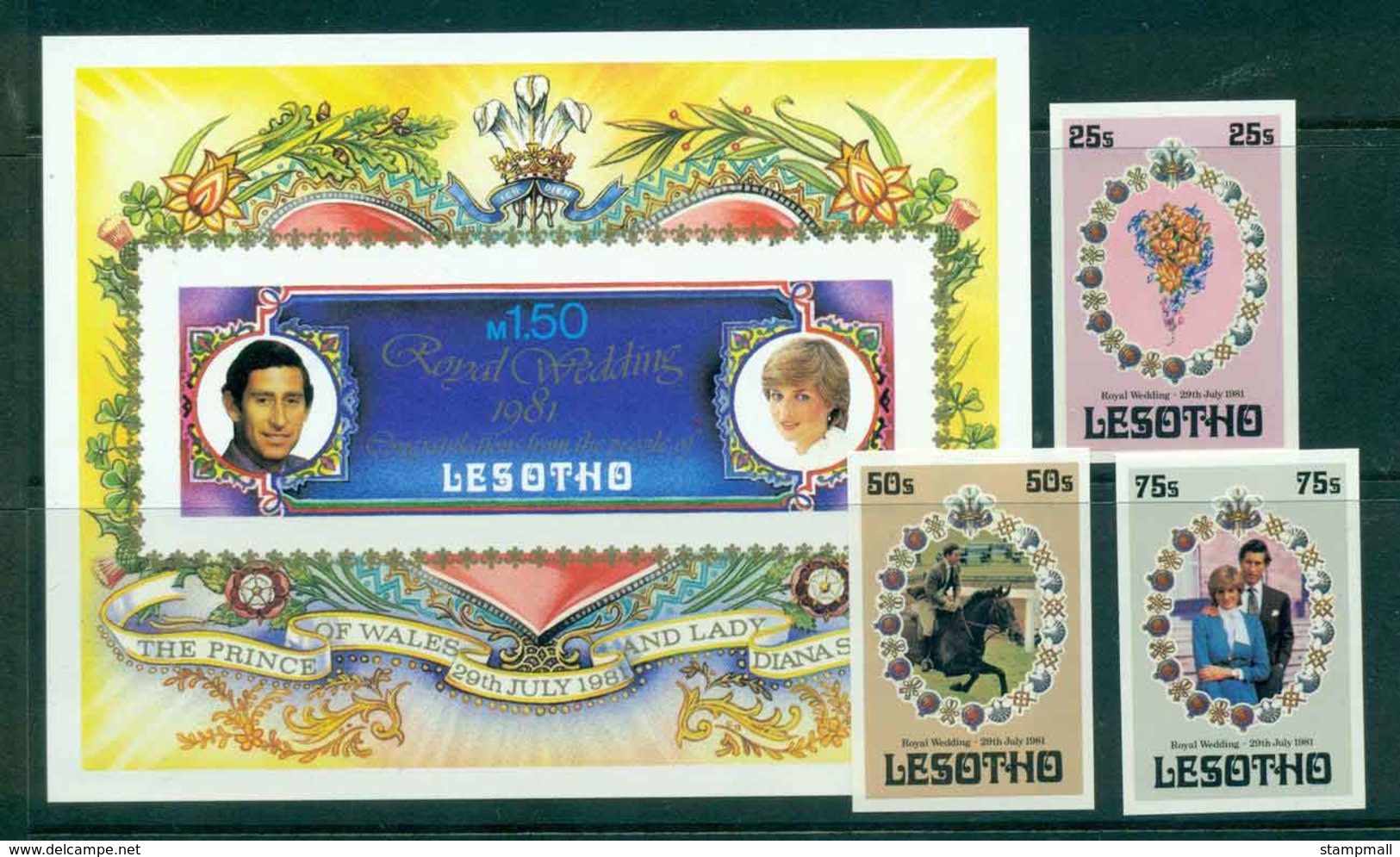 Lesotho 1981 Charles & Diana Wedding + MS IMPERF MUH Lot45076 - Lesotho (1966-...)