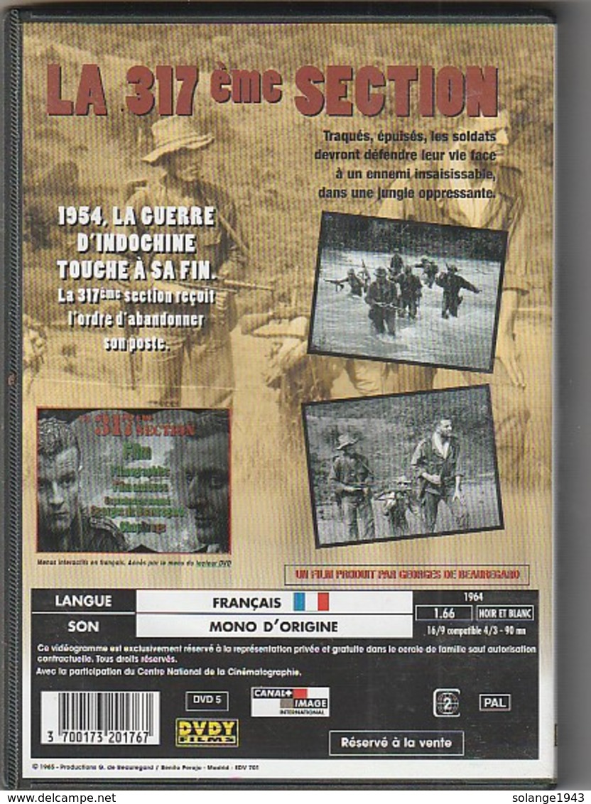 DVD La 317ème Section  De Pierre Schoendoerffer Guerre Indochine  Etat: TTB Port 110 Gr Ou 30 Gr - Classiques
