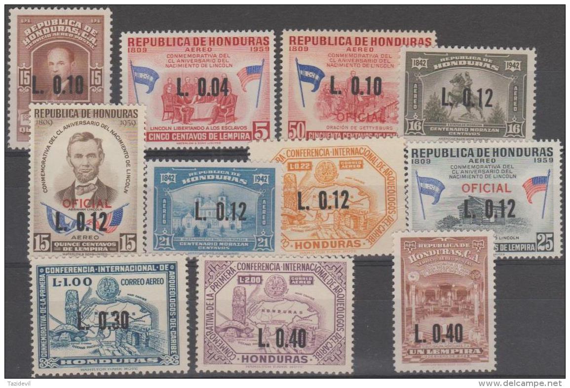 HONDURAS - 1964-65 Surcharges. Scott C345-355. Mint - Honduras