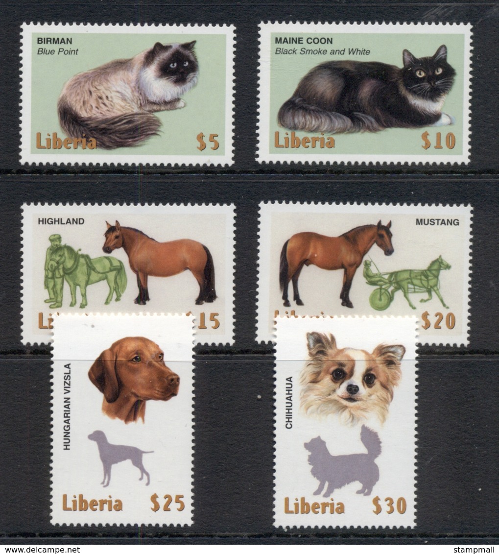 Liberia 1999 Dogs, Cats, Horses MUH - Liberia